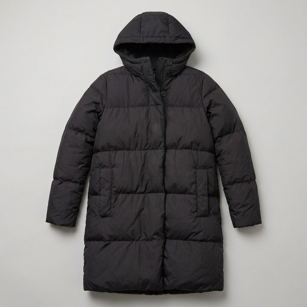 J.Crew Minimalist Puffer Jacket Womens S Black Down Filled Hooded Parka Gorpcore